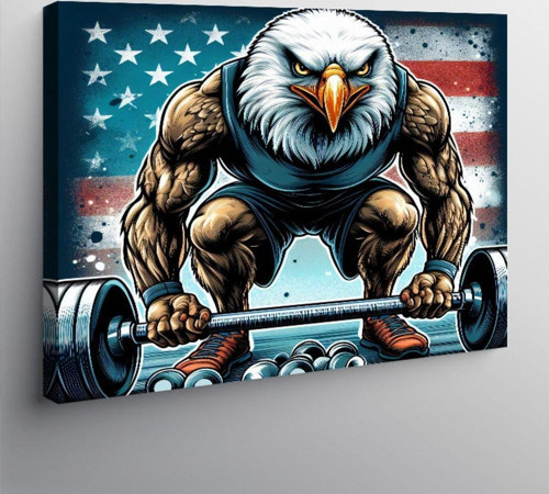 Kanvas Tablo Ağırlık Kaldıran Kartal Gym Temalı