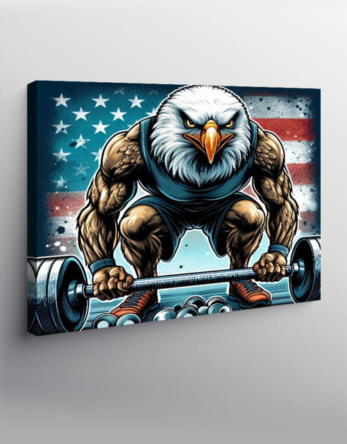 Kanvas Tablo Ağırlık Kaldıran Kartal Gym Temalı