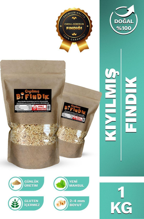 Kavrulmuş Kıyılmış Fındık (Pirinç) Doypack 1.Kalite Glutensiz Taze Yeni Mahsul 5 Kg