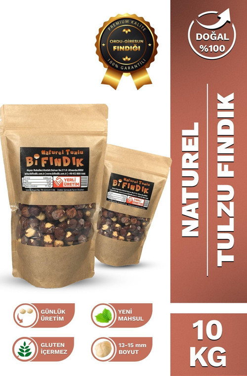 Naturel Tuzlu İç Fındık İri Boy %100 Taze Lezzetli Yeni Mahsul Çerez Tuzlu Doypack 10 Kg