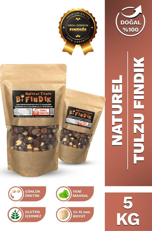 Naturel Tuzlu İç Fındık İri Boy %100 Taze Lezzetli Yeni Mahsul Çerez Tuzlu Doypack 5 Kg