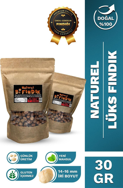 Tuzsuz Naturel İç Fındık Büyük Boy Fındık İçi Çiğ %100 Taze Lezzetli 1.Kalite Doypack 30 Gr