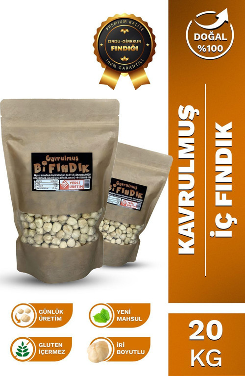 Yeni Sezon 1.Kalite Kavrulmuş İç Fındık Çıtır %100 Taze Lezzetli Kavrulmuş Fındık 20 Kg