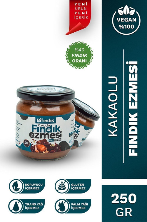 Kakaolu Fındık Ezmesi Doğal Fındık Ezmesi 250G