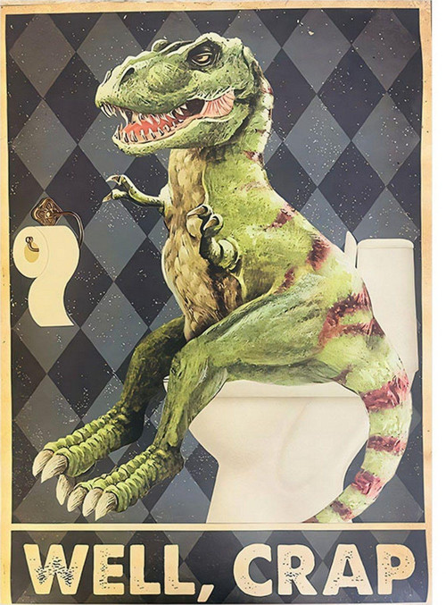Dinozor T-Rex Tuvalette Hediyelik Mdf Tablo 50 cm x 70 cm