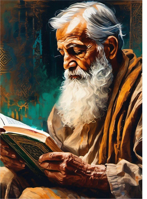Yaşlı Adam Bir Şeyler Okuyor Dekoratif Mdf Tablo 50 cm x 70 cm