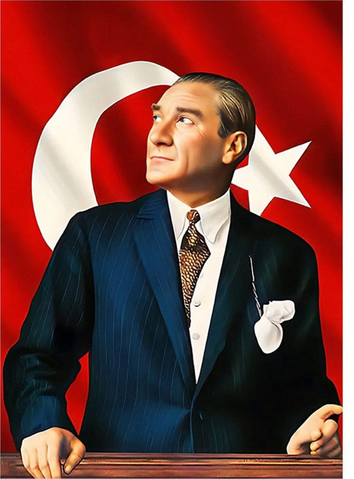 Atatürk Ve Türk Bayrağı Desenli Mdf Tablo 50 cm x 70 cm