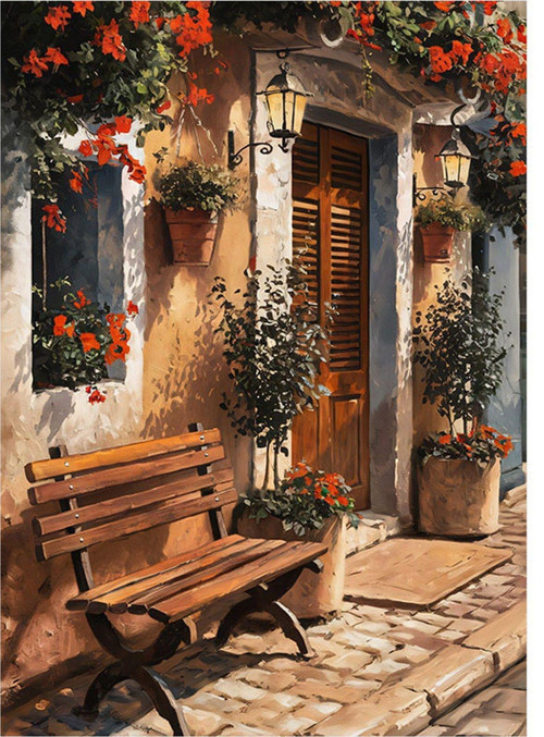 Çiçekli Eve Bank Desenli Mdf Tablo 35 cm x 50 cm