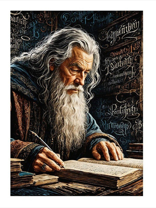Ak Sakallı Büyücü Ve Notları Mdf poster 25 cm x 35 cm