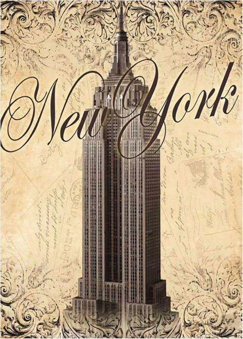 New York'Ta Gökdelen Tasarım Mdf Tablo 35 cm x 50 cm