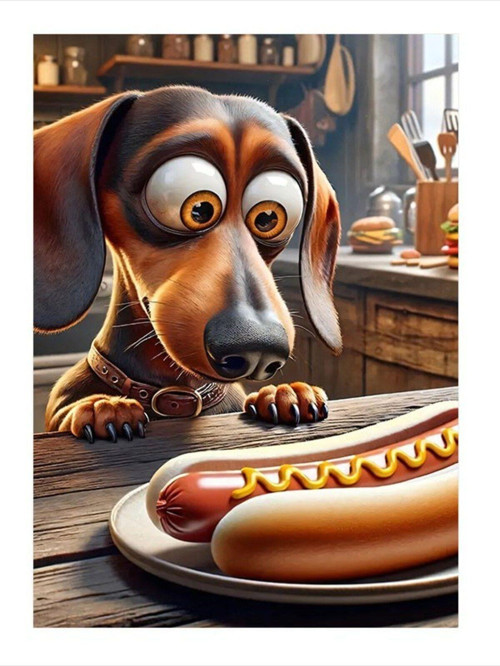 Hot Dog Ve Köpek Art Mdf Tablo 25 cm x 35 cm