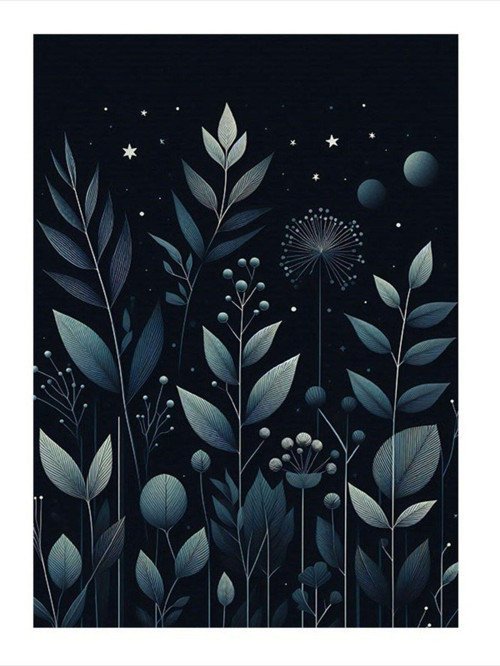 Çiçekler Ve Yıldızlar Tasarım Mdf Tablo 35 cm x 50 cm
