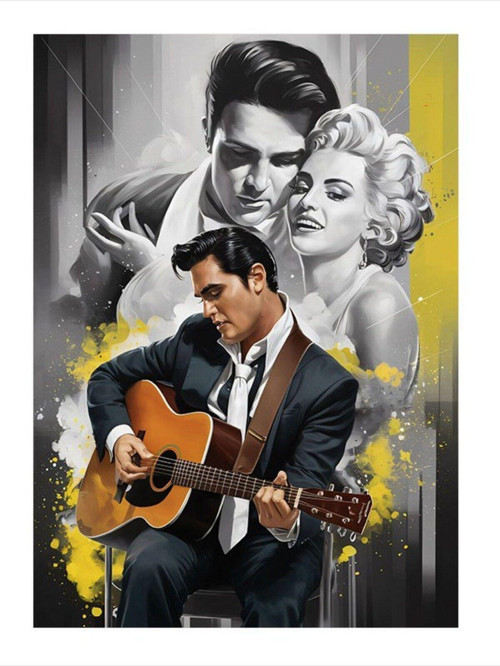 Elvis Presley Ve Marilyn Monroe Art Mdf Poster 35 cm x 50 cm