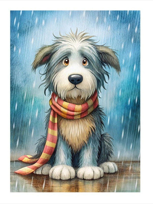 Kırmızı Atkılı Köpek Mdf poster 50 cm x 70 cm