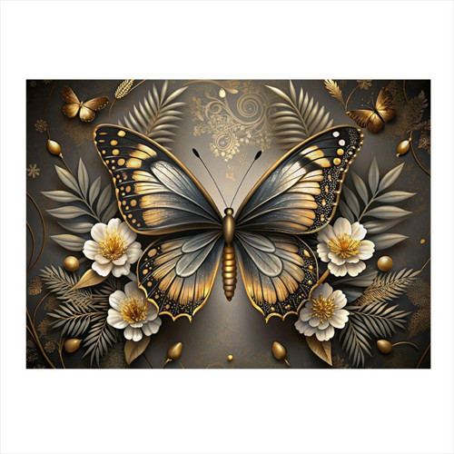 Kelebek Ve Çiçekler Hediyelik Mdf Tablo 50 cm x 70 cm