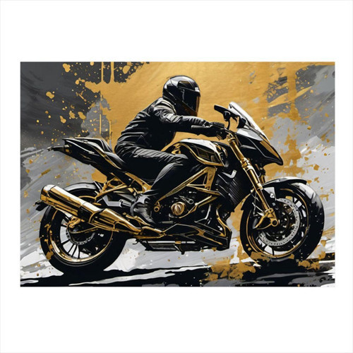 Motosiklet Sürücüsü Art Mdf Poster 50 cm x 70 cm