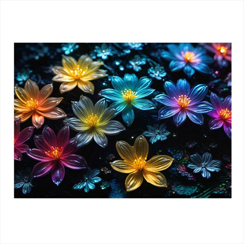 Renkli Çiçekler Dekoratif Mdf Tablo 35 cm x 50 cm