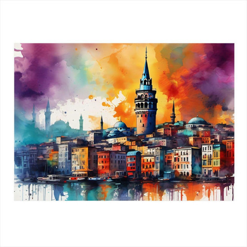 İstanbul Galata Kulesi Art Mdf Poster 50 cm x 70 cm