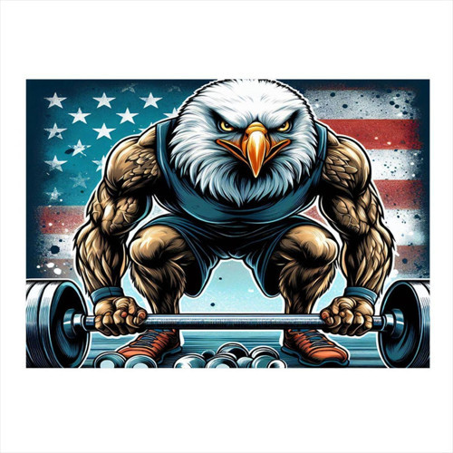 Ağırlık Kaldıran Kartal Gym Temalı Tasarım Mdf Tablo 50 cm x 70 cm