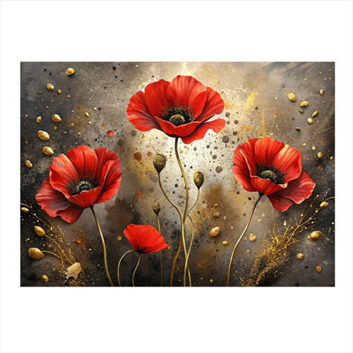 Kırmızı Gelincik Çiçekleri Mdf poster 35 cm x 50 cm