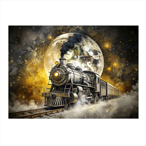 Buharlı Tren Lokomotif Art Mdf Tablo 50 cm x 70 cm