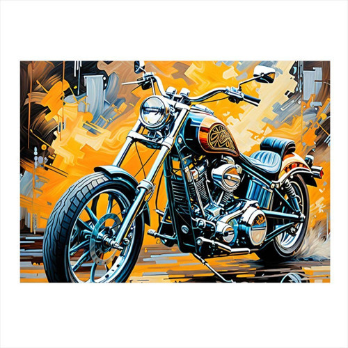 Chopper Motosiklet Desenli Ahşap Tablo 35 cm x 50 cm
