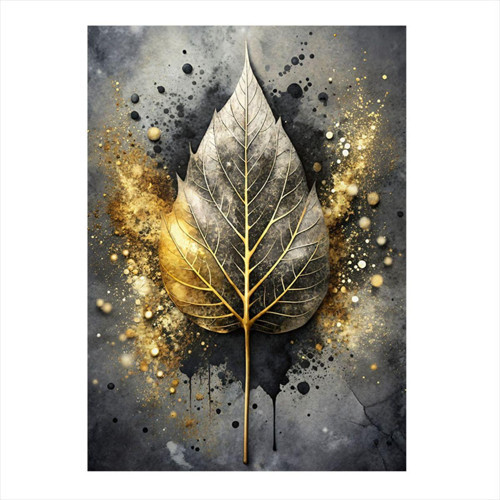 Işık Saçan Yaprak Modern Ahşap Tablo 50 cm x 70 cm
