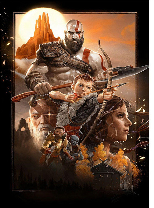 God Of War Afiş Dekoratif ahşap Tablo 50 cm x 70 cm