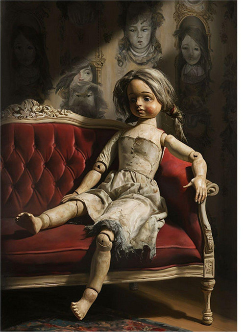 Oyuncak Bebek Annabelle Desenli Ahşap Tablo 35 cm x 50 cm
