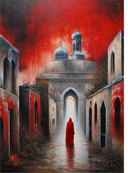 Pelerinli Suikastçi Dekoratif ahşap Tablo 50 cm x 70 cm