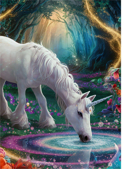 Su İçen Unicorn Tasarım Ahşap Tablo 25 cm x 35 cm