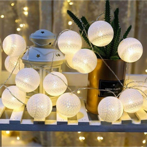 2 Metre 10 Lu Led Işıklı Beyaz Hasır Pamuk Top Dizeleri Sürpriz Hediyeli Led Beyaz