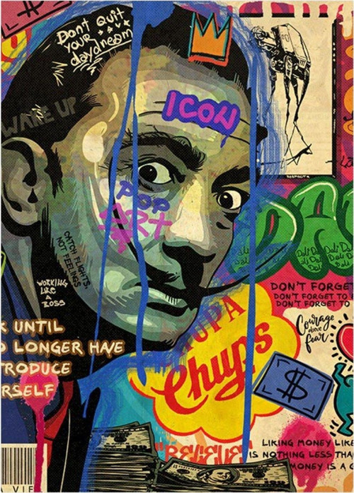Salvador Dali Pop Art Modern Ahşap Tablo 35 cm x 50 cm