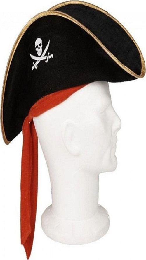 Yetişkin Boy Kadife Jack Sparrow Denizci Korsan Şapkası 50X20 Cm