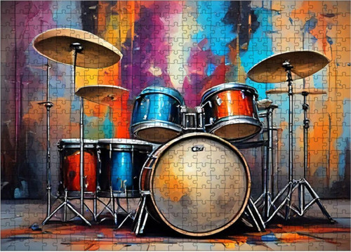 Ahşap Mdf Puzzle Yapboz Davul Bateri 500 Parça 50 x 70 cm