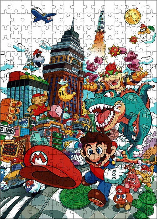 Ahşap Mdf Puzzle Yapboz Süper Mario Karakterleri 255 Parça 35 x 50 cm