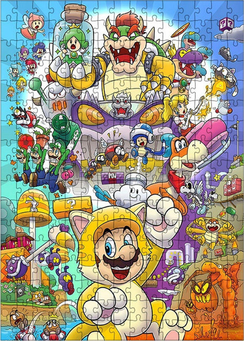 Ahşap Mdf Puzzle Yapboz Süper Mario Arkadaşları 255 Parça 35 x 50 cm