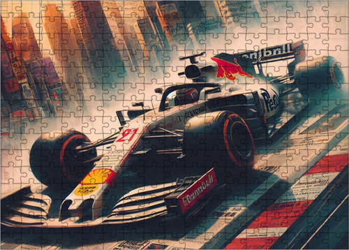 Ahşap Mdf Puzzle Yapboz Beyaz Formula 1 Araba 255 Parça 35 x 50 cm