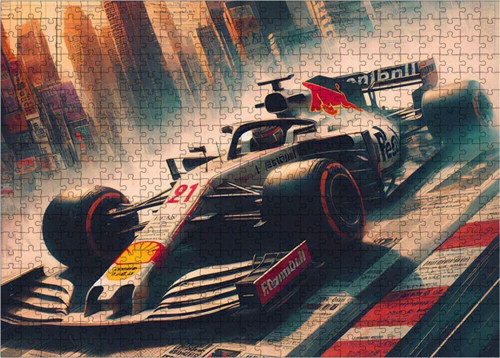Ahşap Mdf Puzzle Yapboz Beyaz Formula 1 Araba 500 Parça 50 x 70 cm