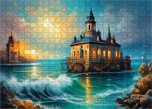 Ahşap Mdf Puzzle Yapboz Deniz Evi Manzarası 500 Parça 50 x 70 cm