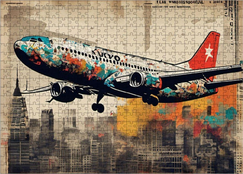 Ahşap Mdf Puzzle Yapboz Yolcu Uçağı 500 Parça 50 x 70 cm