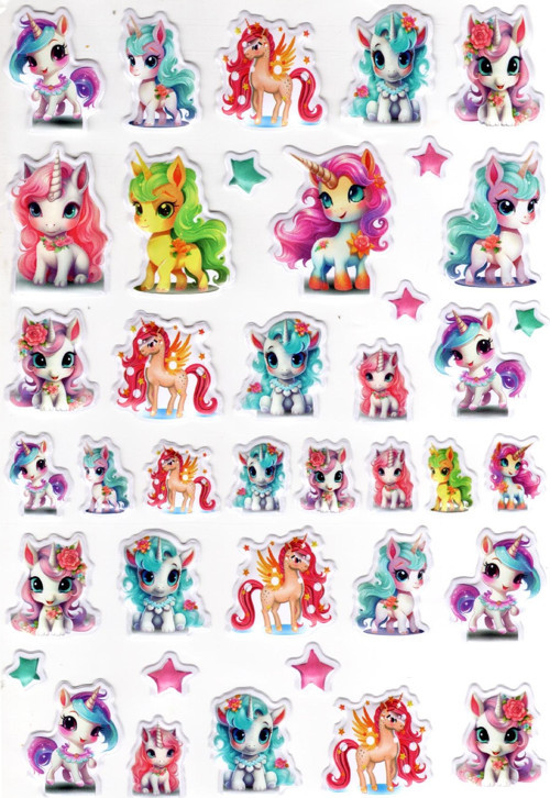 Sticker Kabartmalı A4 Boyutunda Stiker Defter, Planlayıcı Etiket-(lim529) - Star Unicorn