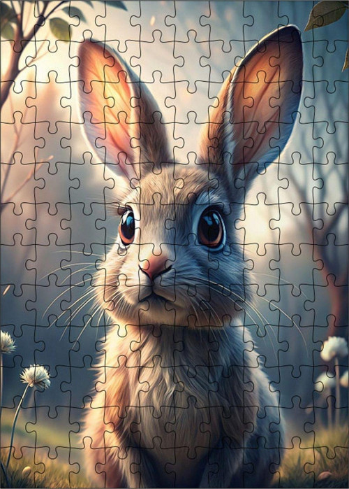 Ahşap Mdf Puzzle Yapboz Doğayı Dinleyen Tavşan 120 Parça 25 x 35 cm