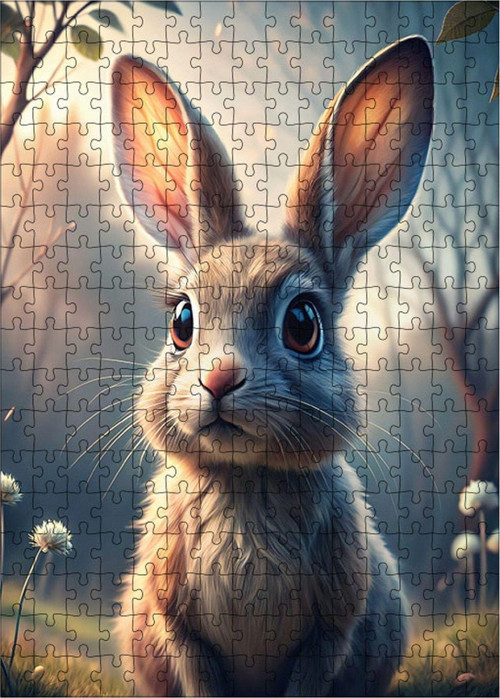 Ahşap Mdf Puzzle Yapboz Doğayı Dinleyen Tavşan 255 Parça 35 x 50 cm