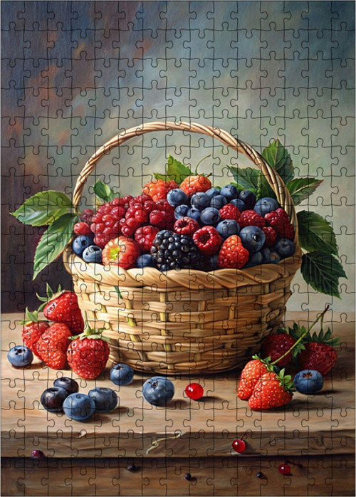 Ahşap Mdf Puzzle Yapboz Orman Meyveleri 255 Parça 35 x 50 cm