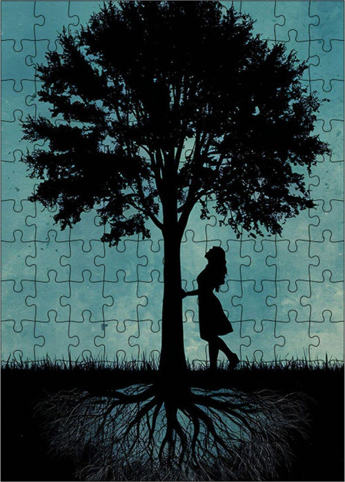 Ahşap Mdf Puzzle Yapboz Ağaç Ve Kadın 120 Parça 25 x 35 cm