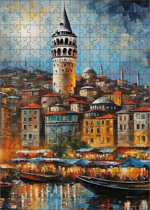 Ahşap Mdf Puzzle Yapboz İstanbul Galata Kulesi Manzara 255 Parça 35 x 50 cm