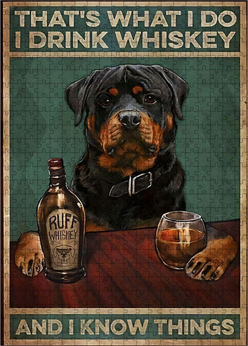 Ahşap Mdf Puzzle Yapboz Köpek Ve Alkol Şişesi 500 Parça 50 x 70 cm