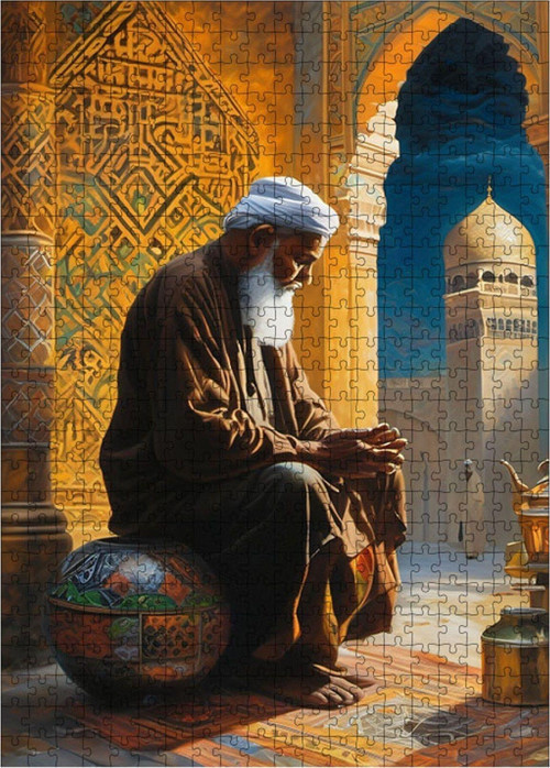 Ahşap Mdf Puzzle Yapboz Kitap Okuyan Yaşlı Adam 500 Parça 50 x 70 cm