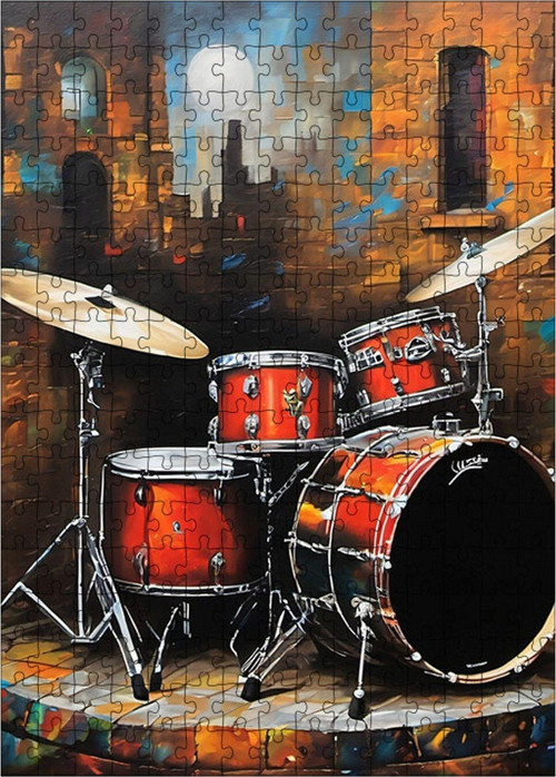 Ahşap Mdf Puzzle Yapboz Bateri Seti 255 Parça 35 x 50 cm